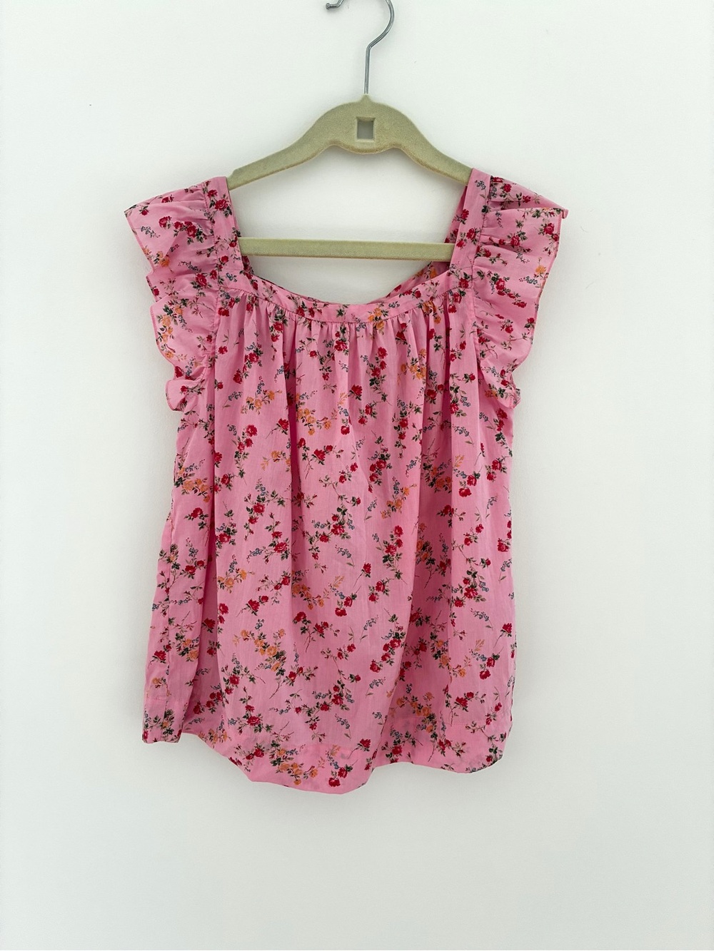 Bonpoint Pink Floral Ruffle Sleeve Blouse
